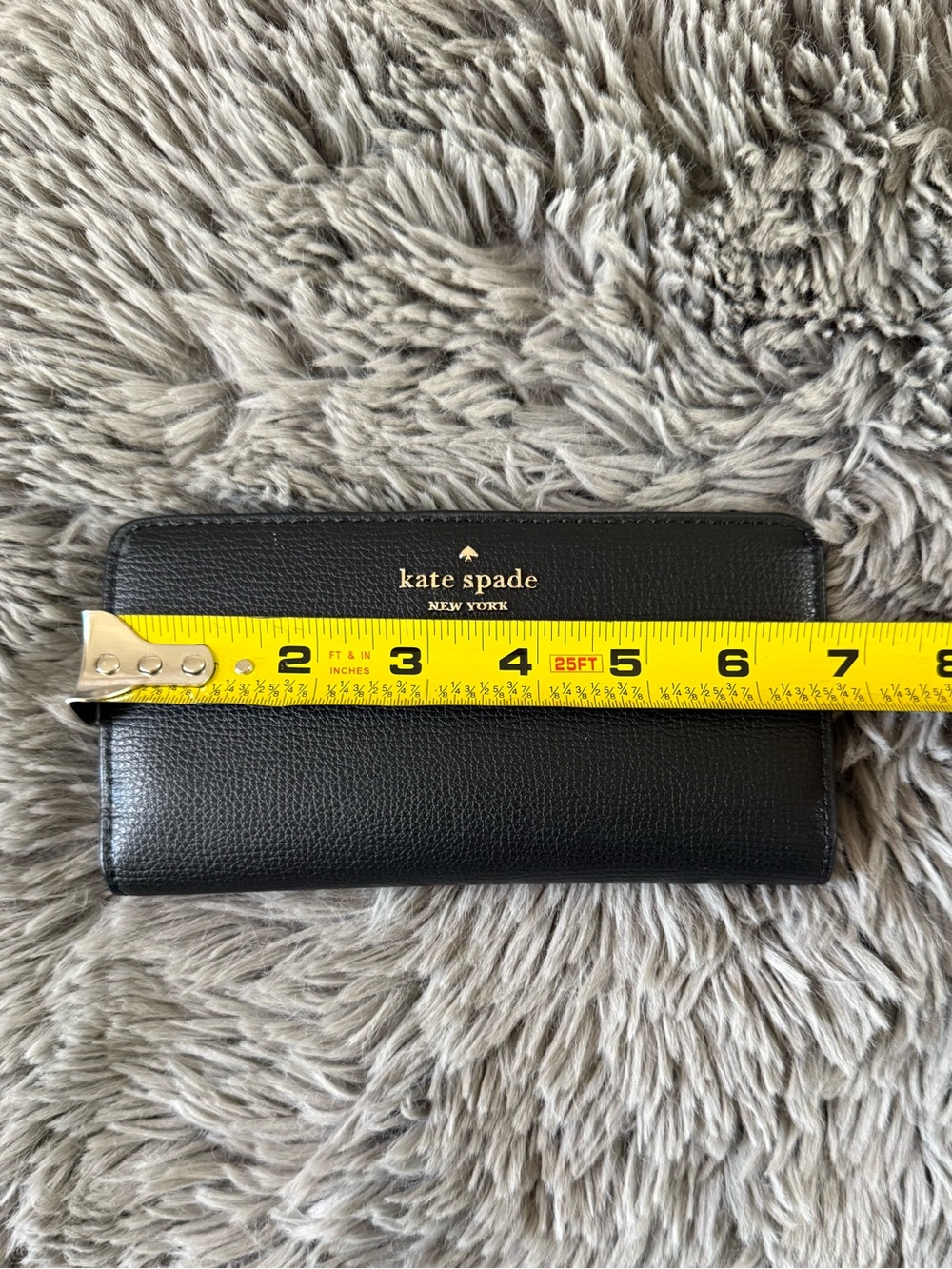 Kate Spade New York Black Leather Zip Around Wallet Spade Lining - Picture 7 of 7